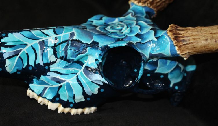Elizabeth Elequin - INDIGO ROSE DEER - Acrylic Paint