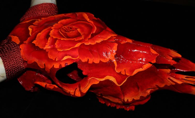 Elizabeth Elequin - SRIRACHA ROSE STEER - Acrylic Paint