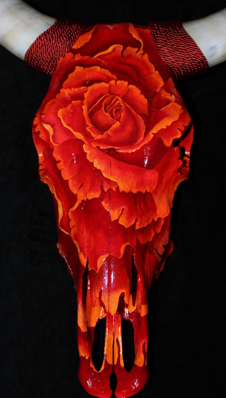 Elizabeth Elequin - SRIRACHA ROSE STEER - Acrylic Paint